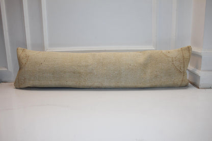 Extra Long Lumbar Cushion, Solid Neutral Boho Rug Pillow for Entryway & Minimal Decor 12X48