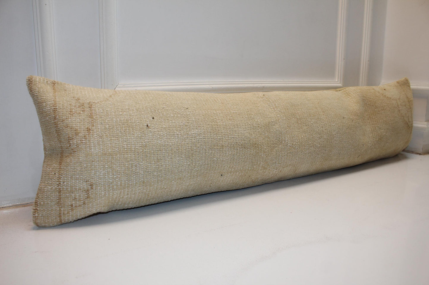 Extra Long Lumbar Cushion, Solid Neutral Boho Rug Pillow for Entryway & Minimal Decor 12X48