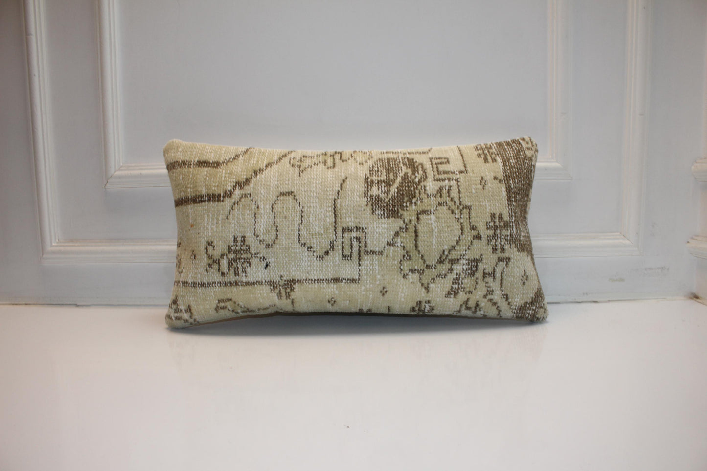 Ivory Heritage Textile Lumbar Pillow 12x24 Subtle Earth Tone Bench Cushion
