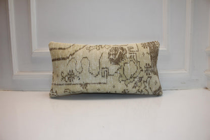 Ivory Heritage Textile Lumbar Pillow 12x24 Subtle Earth Tone Bench Cushion