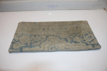 Washed Aqua Anatolian Textile Lumbar Pillow 12x24 Muted Blue Sand Bench Cushion