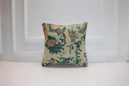 Botanical Garden Anatolian Textile Pillow 16x16 Emerald & Cream Woven Accent Floral Heritage Cushion