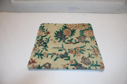 Botanical Garden Anatolian Textile Pillow 16x16 Emerald & Cream Woven Accent Floral Heritage Cushion