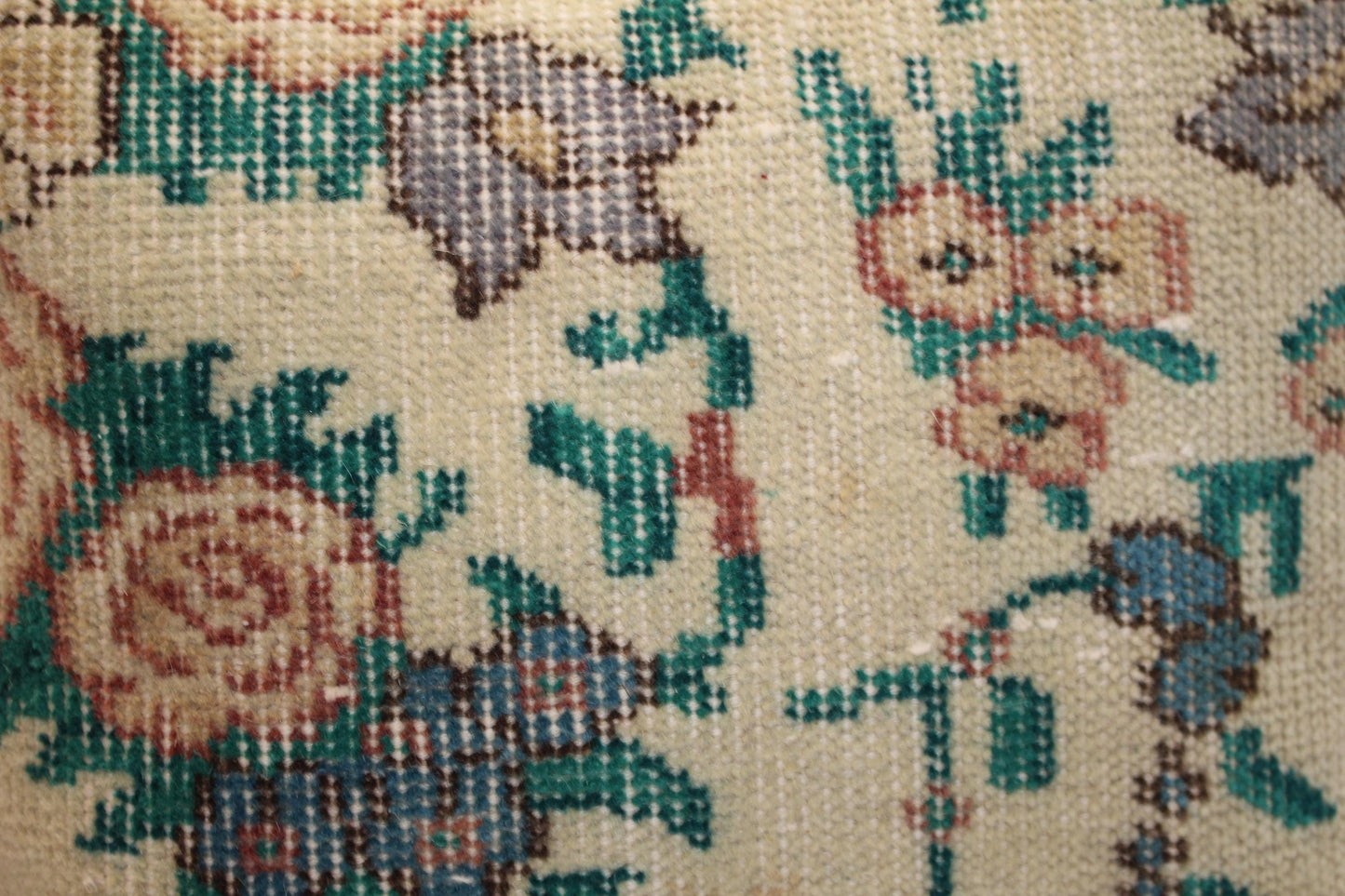 Botanical Garden Anatolian Textile Pillow 16x16 Emerald & Cream Woven Accent Floral Heritage Cushion