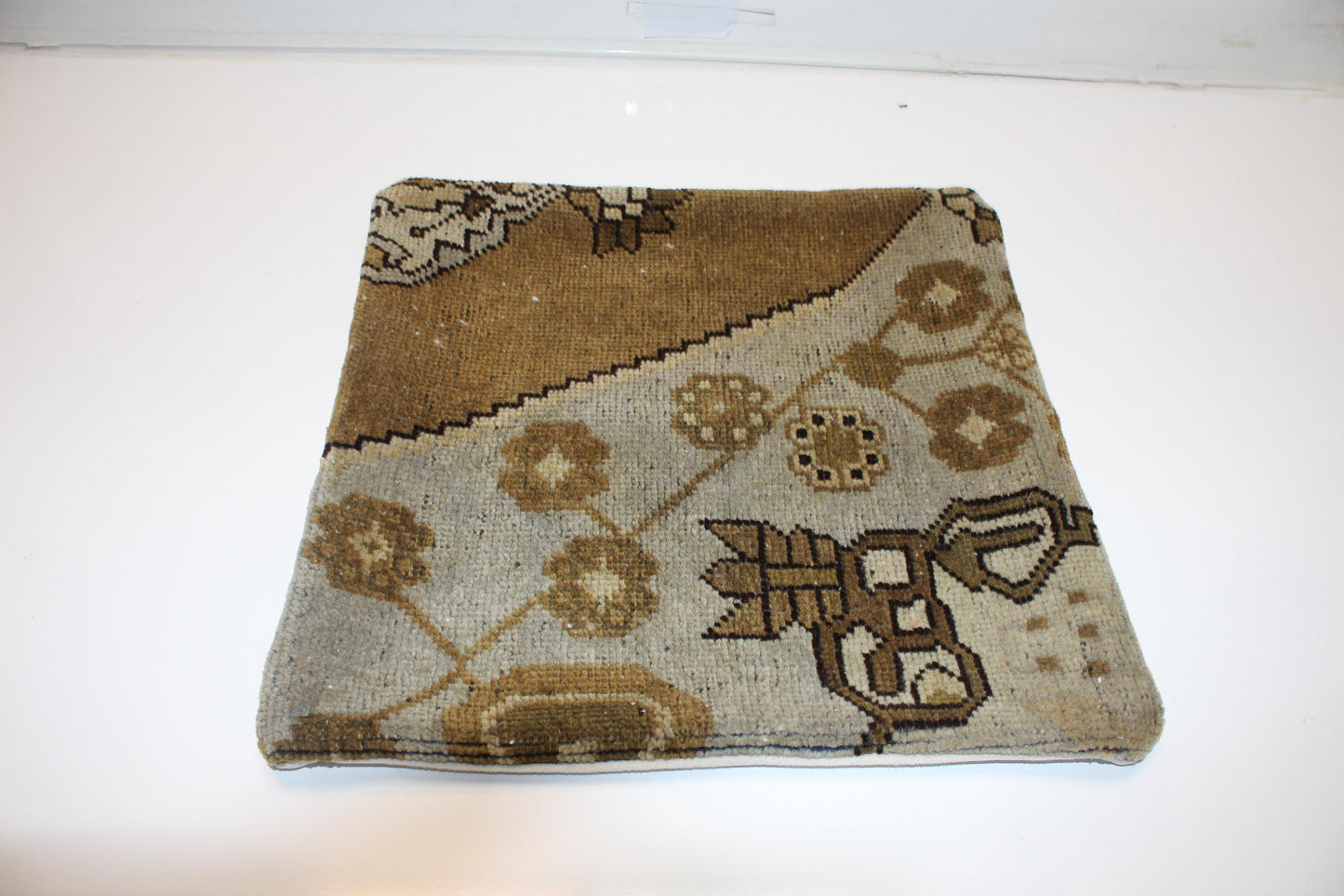 Desert Earth Patchwork Textile Pillow 16x16 Mocha & Sand Woven Accent Graphic Heritage Cushion