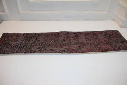 Handmade Turkish Kilim Lumbar Pillow Cover, Oxblood Red, 12x48