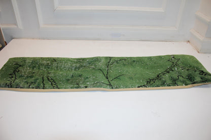 Handmade Olive Green Kilim Lumbar Pillow Cover, Upcycled Woven Rug, 12x48