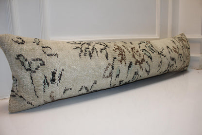 Handmade Kilim Lumbar Pillow Cover, Upcycled Woven Rug, 12x48