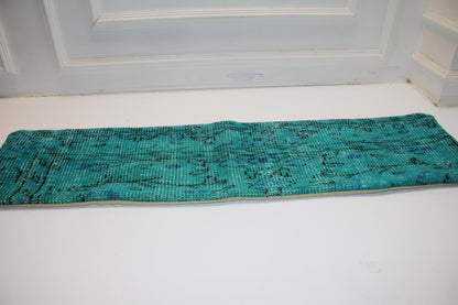 Handwoven Teal Kilim Lumbar Pillow Cover, Boho Bench Cushion 12x48