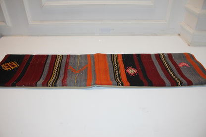 Handwoven Kilim Lumbar Pillow Cover, Striped Tribal Cushion, 12x48