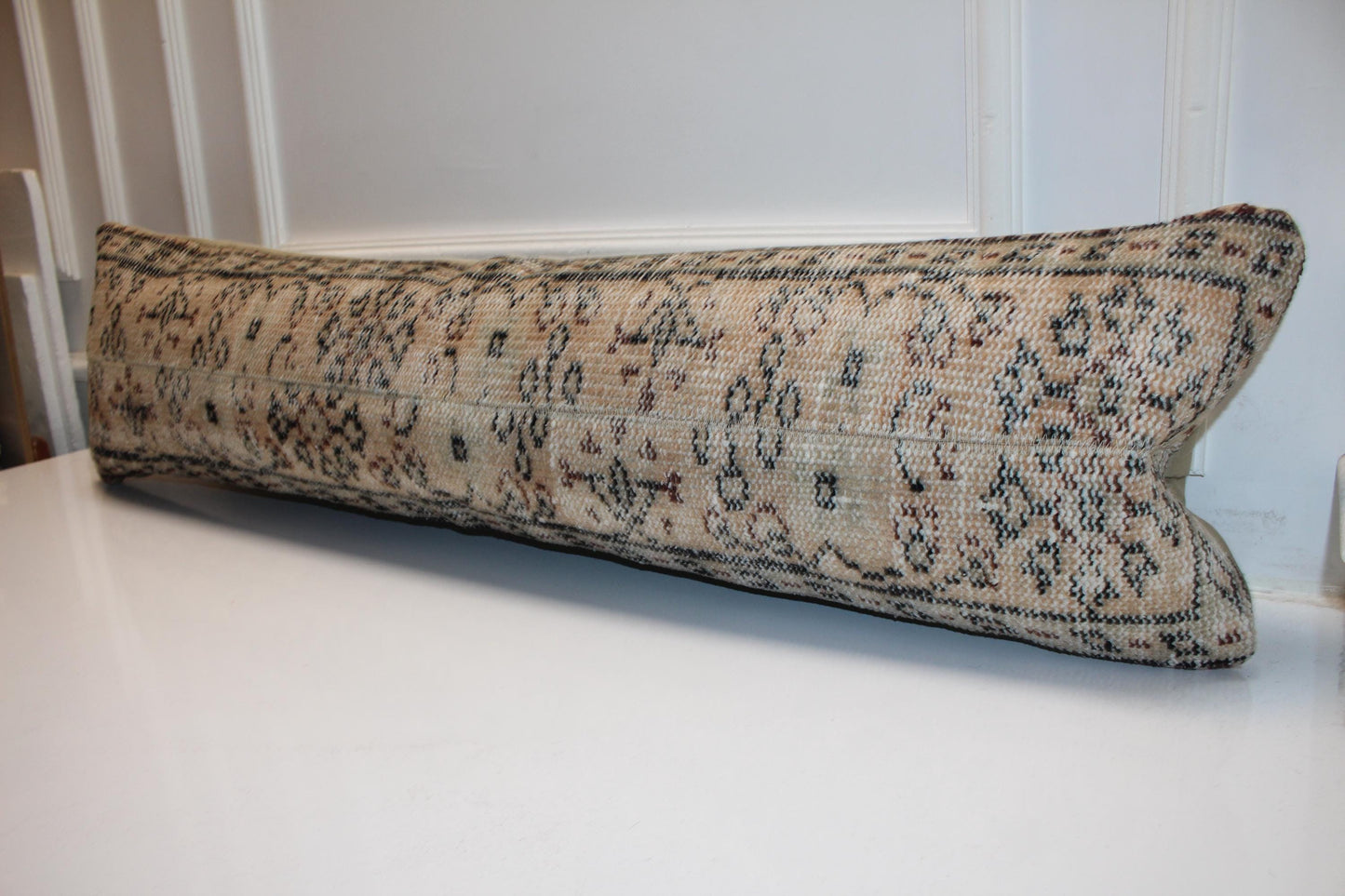 Handmade Kilim Lumbar Pillow Cover, Botanical Accent, 12x48