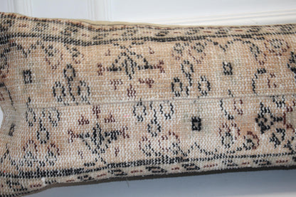 Handmade Kilim Lumbar Pillow Cover, Botanical Accent, 12x48