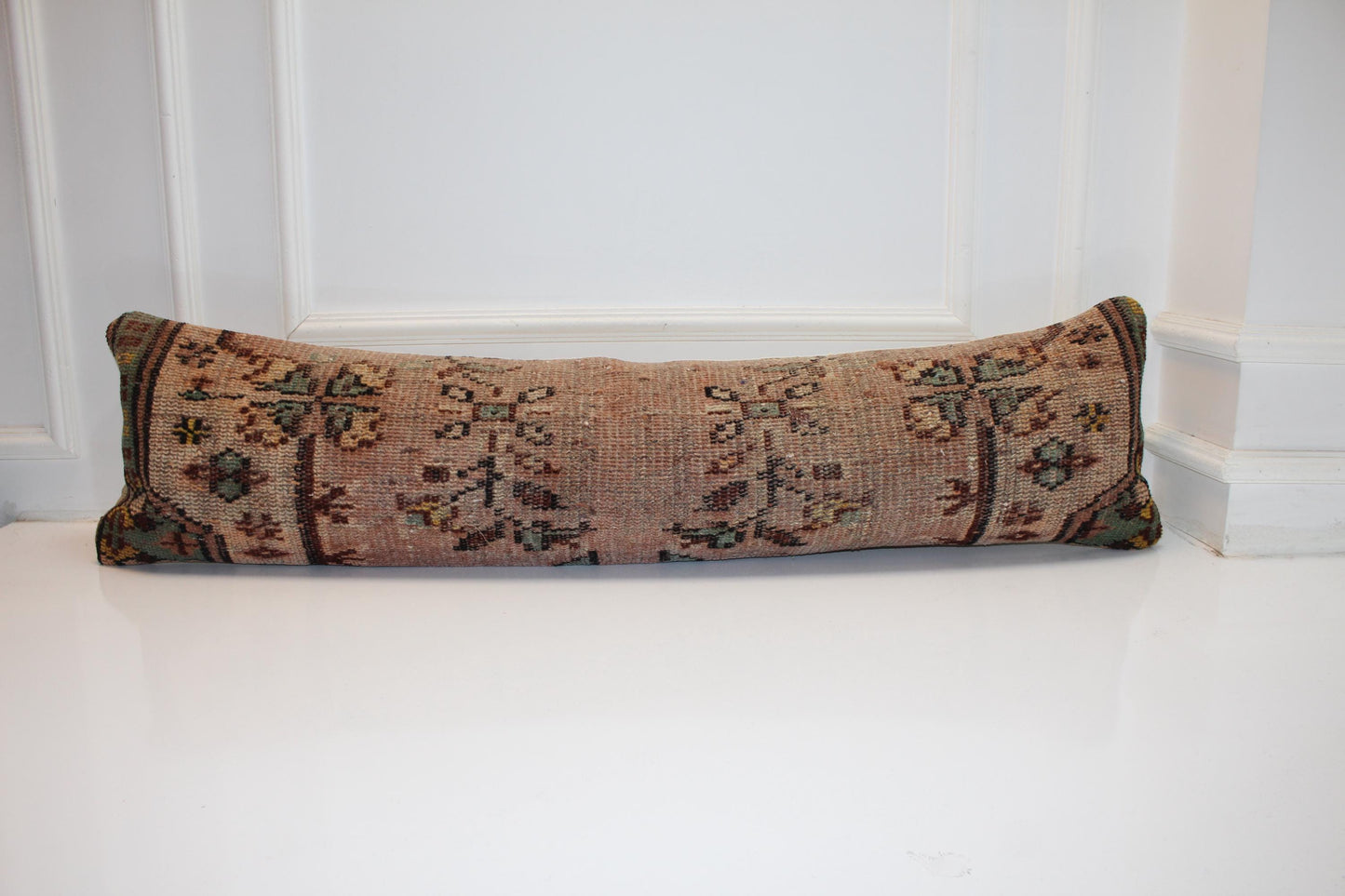 Handmade Kilim Lumbar Pillow Cover, Anatolian Wool Cushion 12x48