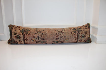 Handmade Kilim Lumbar Pillow Cover, Anatolian Wool Cushion 12x48