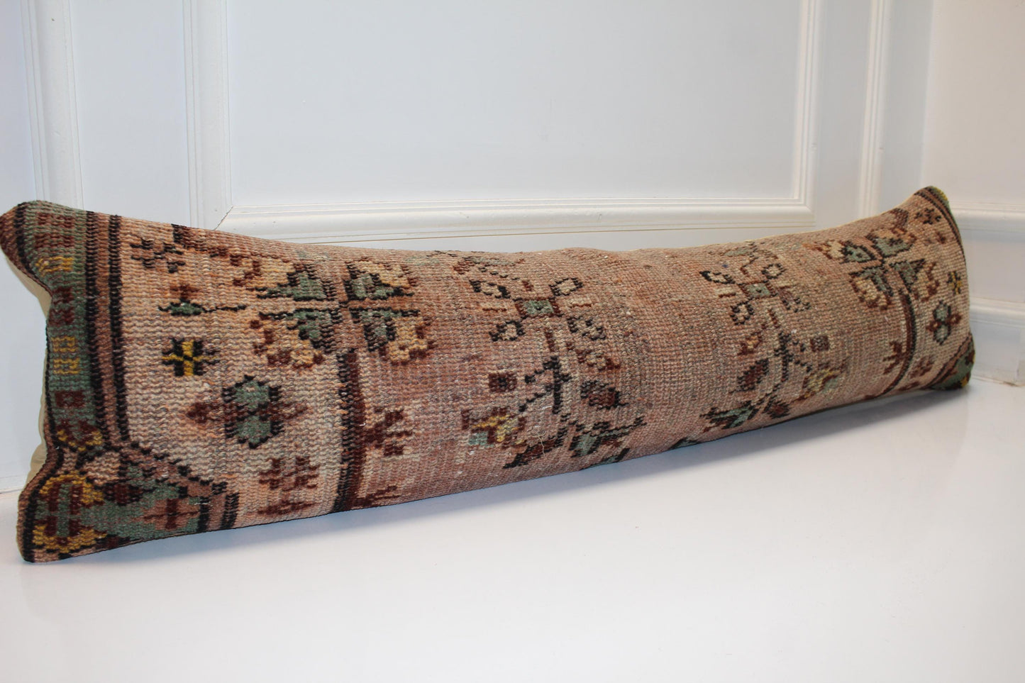 Handmade Kilim Lumbar Pillow Cover, Anatolian Wool Cushion 12x48