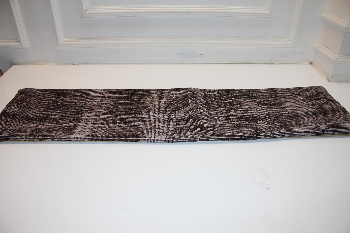 Handmade Dark Brown Turkish Kilim Lumbar Pillow Cover, Boho Bench Cushion (12x48 inc.)