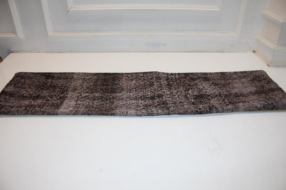 Handmade Dark Brown Turkish Kilim Lumbar Pillow Cover, Boho Bench Cushion (12x48 inc.)