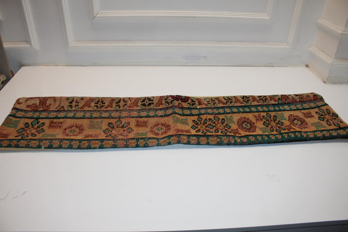Handmade Turkish Kilim Lumbar Pillow Cover, Ethnic Bench Cushion 12x48