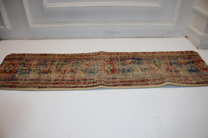 Vintage Turkish Kilim Lumbar Pillow, Long Boho Bench Pillow, Handwoven Anatolian Rug Cushion Cover12X48