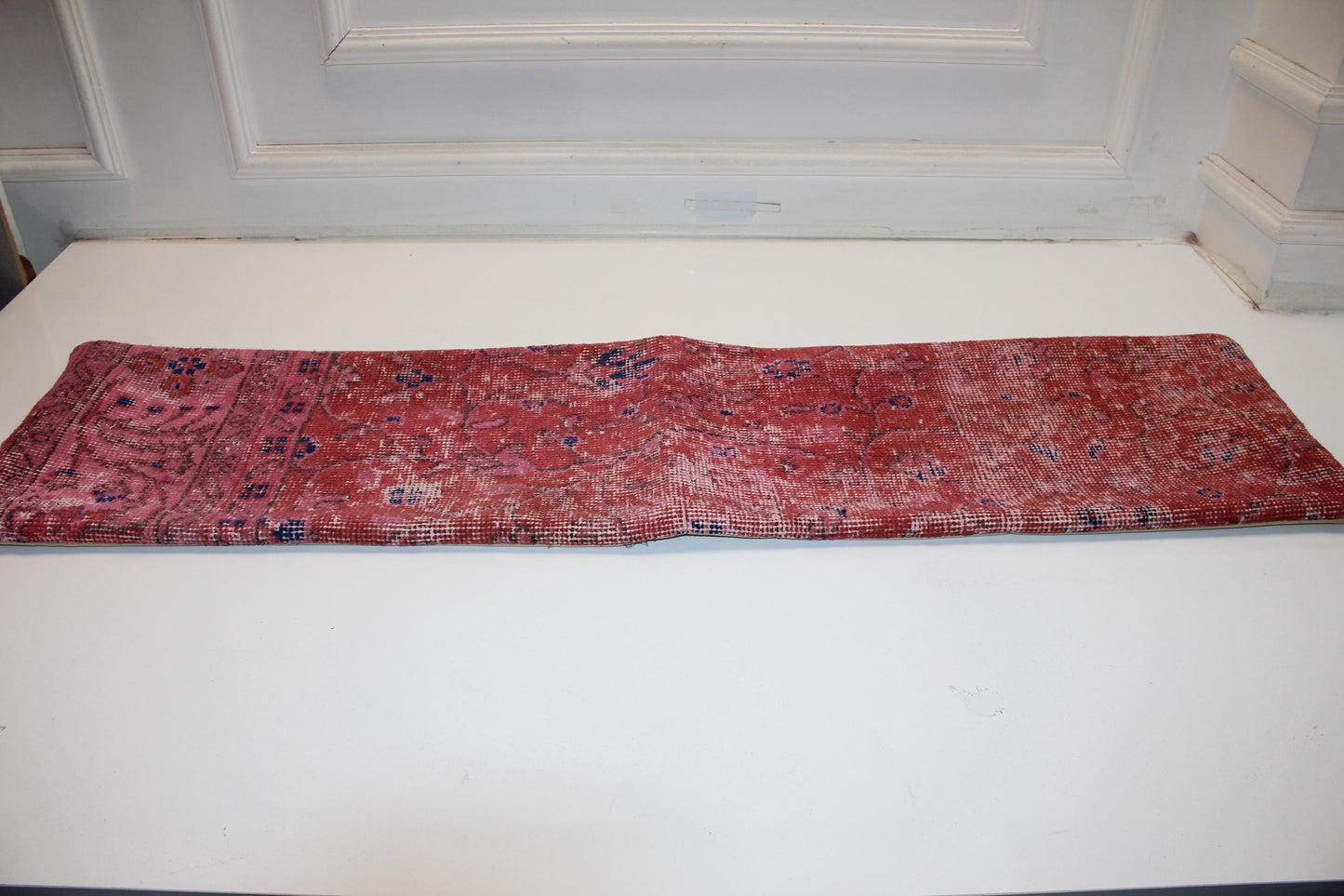 Handmade Red Kilim Pillow Cover, Upcycled Anatolian Wool, 12x48