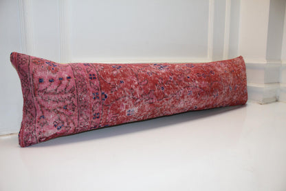 Handmade Red Kilim Pillow Cover, Upcycled Anatolian Wool, 12x48