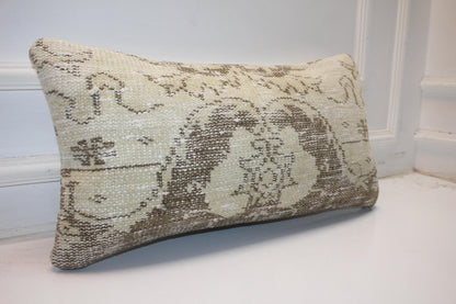 Upcycled Kilim Pillow Cover – Authentic Turkish Rug Lumbar Cushion (12x24)