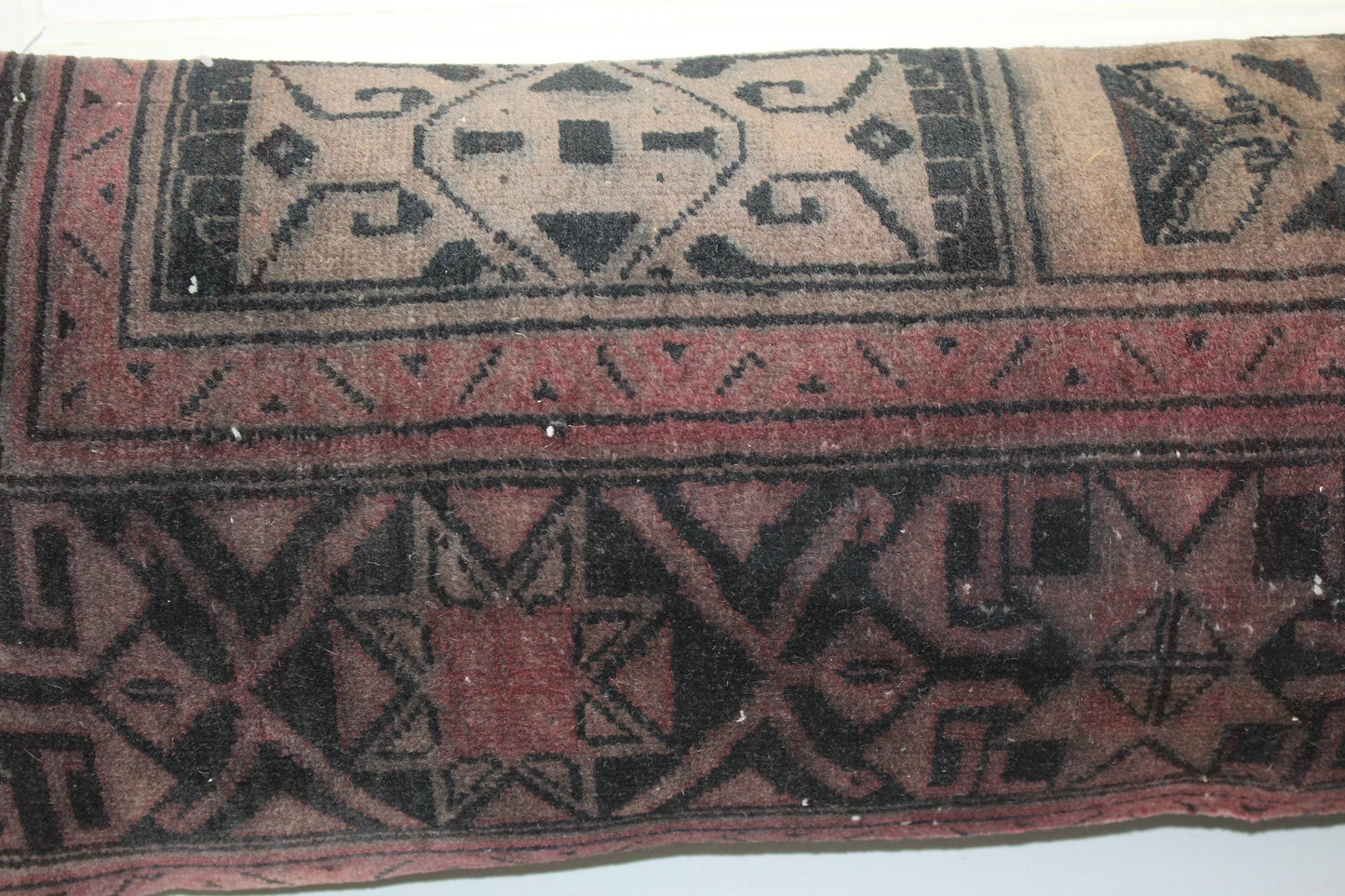 Handmade Kilim Pillow Cover: Smoky Burgundy Tribal Lumbar Cushion (12x36 Inch)