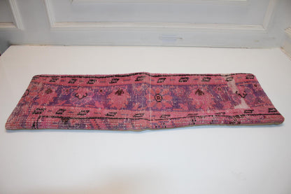 Turkish Rug Bench Pillow 12x36 Inch Vibrant Pink Anatolian Lumbar Cushion for Eclectic Designer