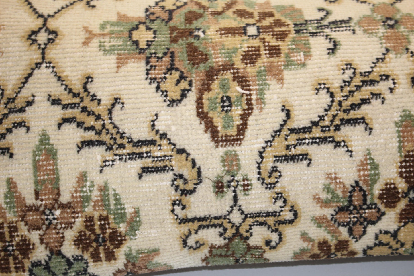 Turkish Rug Bench Pillow 12x48 Inch Ivory & Sage Botanical Lumbar Cushion for Elegant Classic