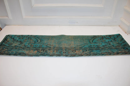 Turkish Rug Bench Pillow 12x48 Inch Aqua Patina Lumbar Cushion for Coastal Inspired Designer
