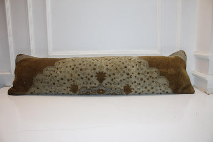 Turkish Rug Bench Pillow 12x48 Inch Camel & Sandstone Long Lumbar Cushion Neutral Minimal