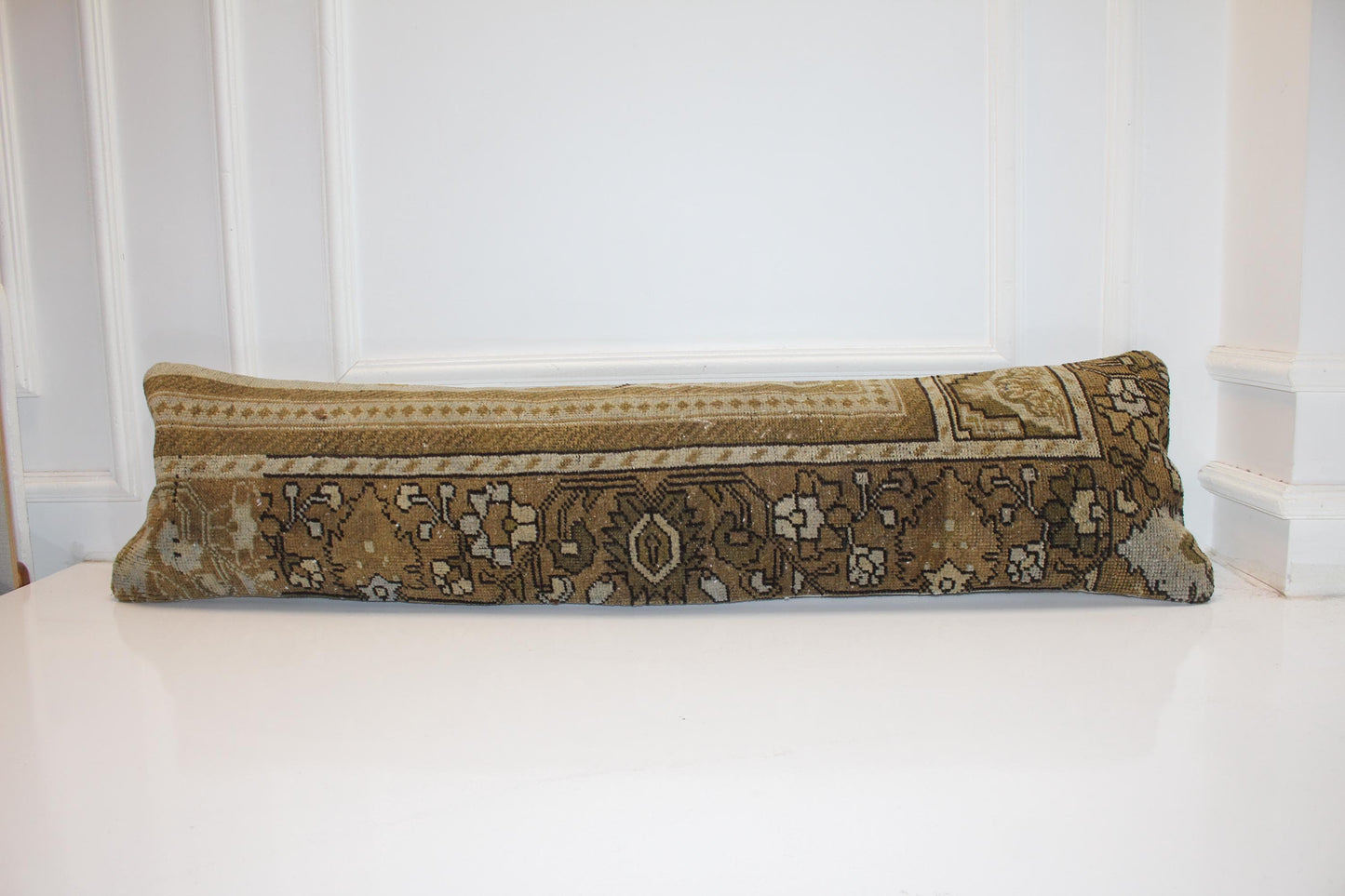 Antique Camel & Sand Long Lumbar Cushion Classic Heritage Statement for Neutral Interiors