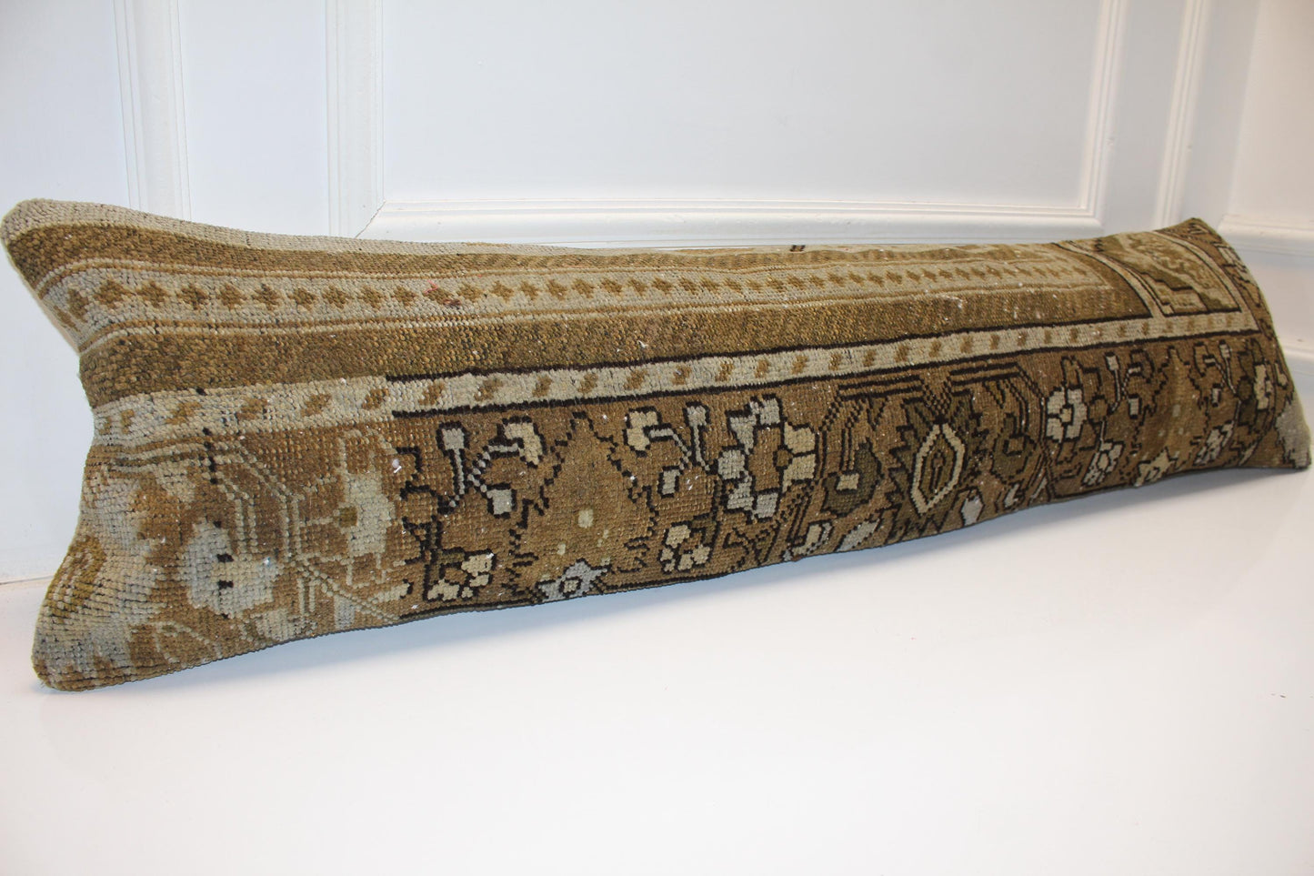 Antique Camel & Sand Long Lumbar Cushion Classic Heritage Statement for Neutral Interiors