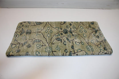 Turkish Kilim Lumbar Pillow 12x24 Sage Green Handwoven Rug Cushion Cover Geometric Boho