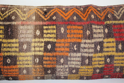 Turkish Kilim Bench Pillow 12x48 Long Lumbar Cushion Cover Colorful Tribal Handwoven