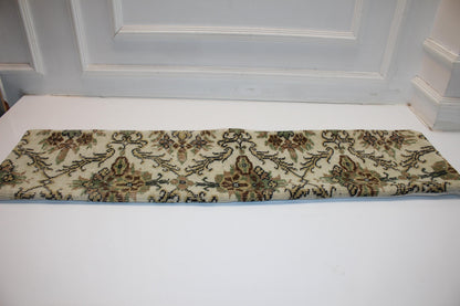Timeless Vintage Turkish Kilim Bench Pillow 12x48 Long Cream Handwoven Heritage Textile Accent