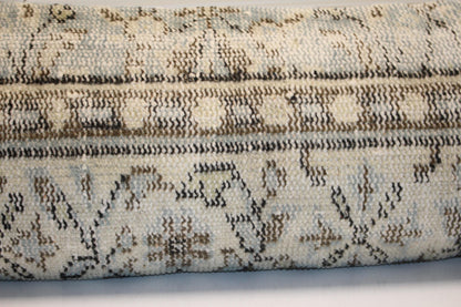 Stone Toned Vintage Turkish Kilim Bench Pillow 12x48 Long Handwoven Minimal Heritage Textile Accent