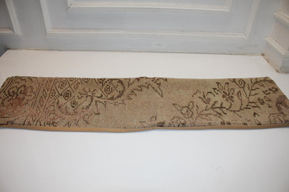 Vintage Turkish Kilim Pillow Cover – Washed Sand Botanical Lumbar Bench Cushion