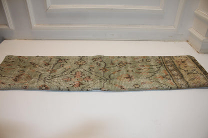 Vintage Turkish Rug Bench Pillow 12x48 – Soft Sage Distressed Lumbar for Elevated Entryway Seating