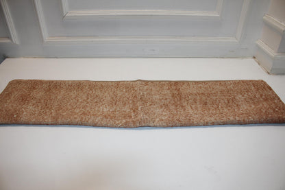 Vintage Turkish Rug Bench Pillow 12x48 – Warm Clay Distressed Lumbar for Long Sculptural Seating