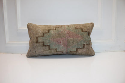 Handmade Kilim Pillow Cover: Upcycled Wool Tribal Cushion (12x24)