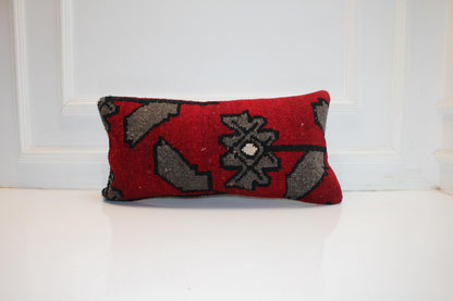 Handmade Kilim Pillow Cover 12x24: Upcycled Wool Tribal Boho Cushion