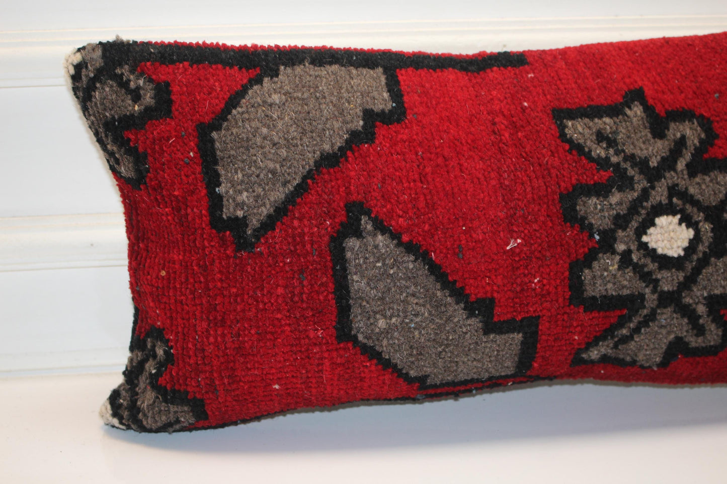 Handmade Kilim Pillow Cover 12x24: Upcycled Wool Tribal Boho Cushion