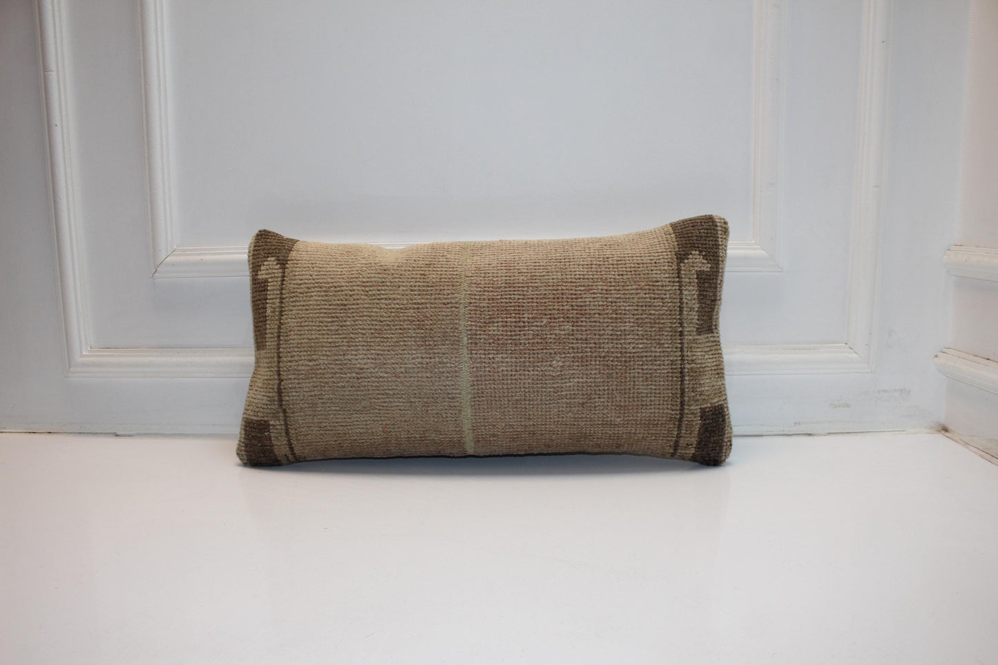 Handmade Kilim Pillow Cover: Upcycled Wool Rug, 12x24 Earth Tone Boho Cushion