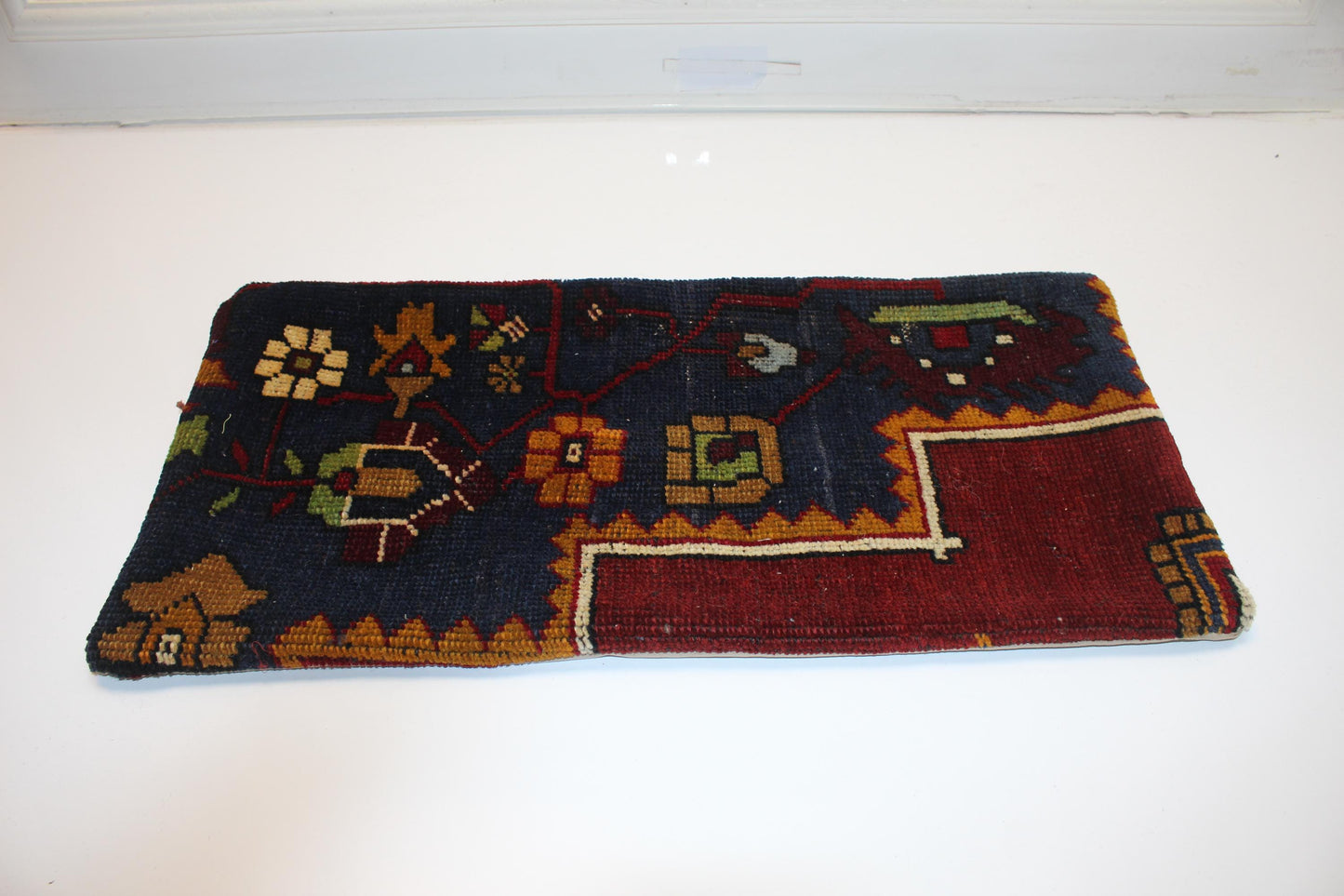 Heritage Navy Kilim Lumbar Pillow 12x24 Rich Boho Cushion Cover Vintage Tribal Statement Accent