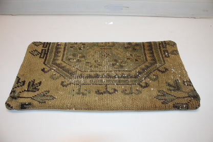 Washed Antique Kilim Lumbar Pillow 12x24 Earthy Beige Boho Cushion Cover Vintage Tribal Accent