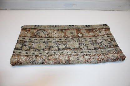Distressed Vintage Kilim Lumbar Pillow 12x24 Neutral Beige Boho Cushion Cover Antique Tribal Accent