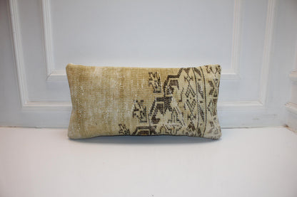 Soft Sand Anatolian Textile Lumbar Pillow 12x24 Neutral Bench Cushion
