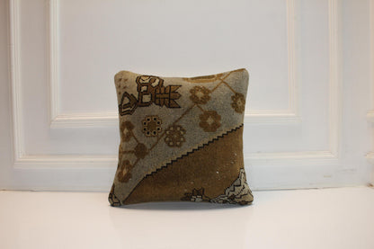 Desert Earth Patchwork Textile Pillow 16x16 Mocha & Sand Woven Accent Graphic Heritage Cushion