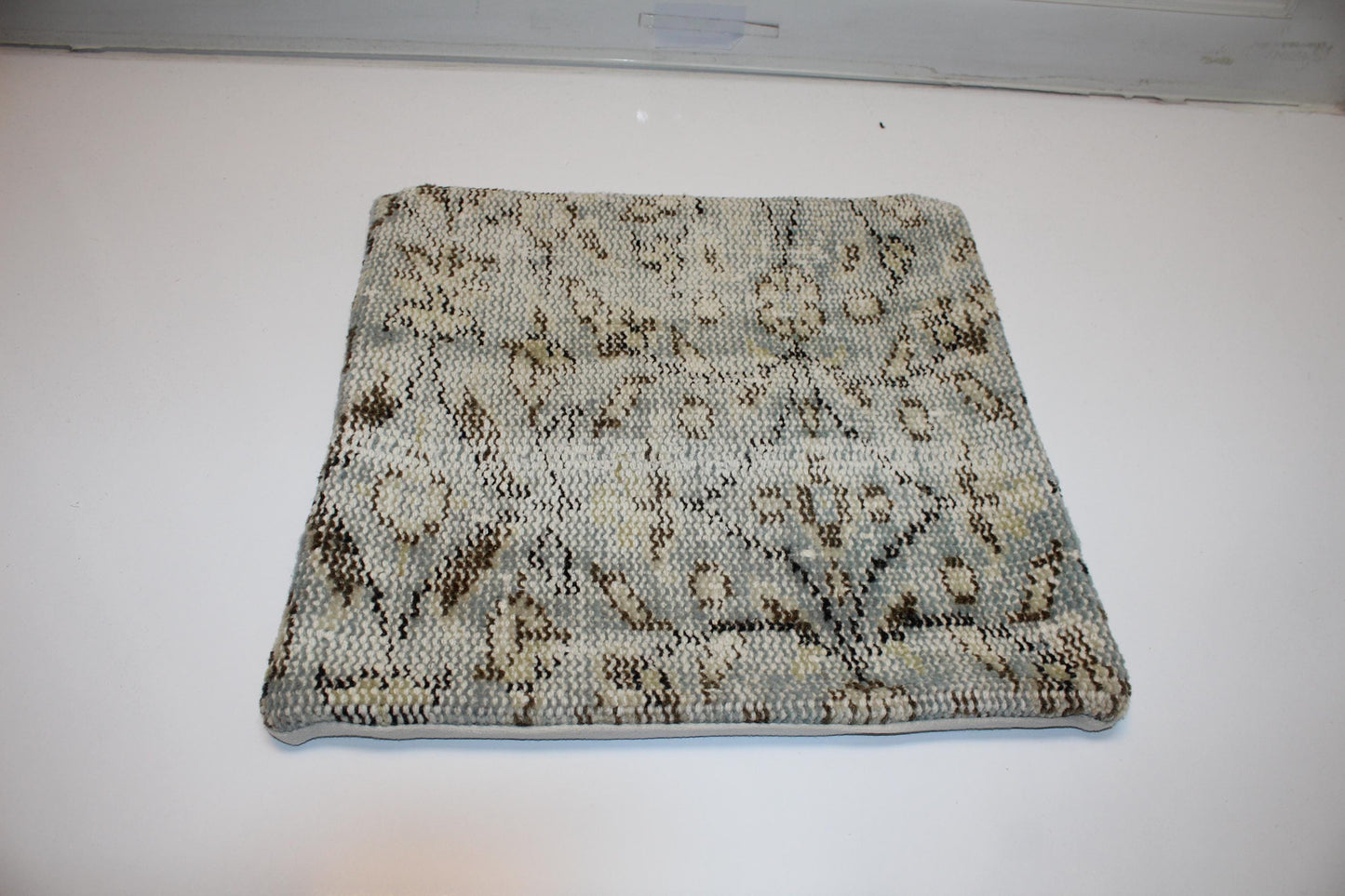 Powder Blue & Stone Woven Textile Pillow 16x16 Subtle Geometric Accent Soft Heritage Cushion